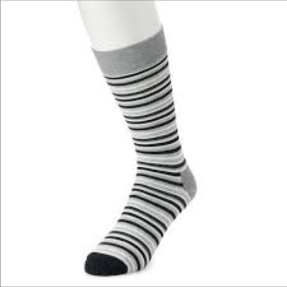 Happy Socks Gray Black White Stripe Shoe Size 8-12 - Picture 4 of 5